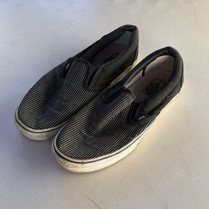 Vans Black and White Striped Loafers